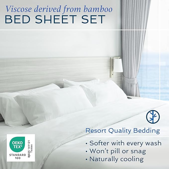 Hotel Sheets Direct 4 Piece Bed Sheet Set Full Size, 100% Viscose Derived from - Image 2