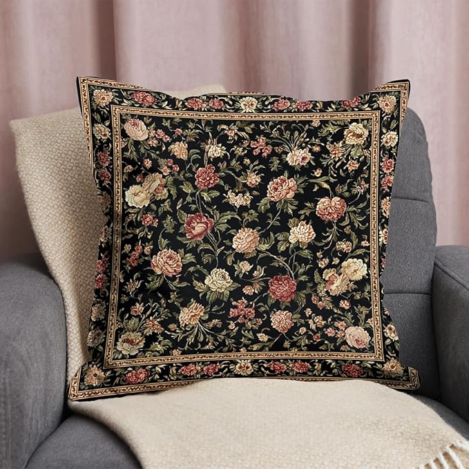 Bohemian Pillow Covers | Vintage Floral & Carpet Design | Double Sided Blue - Image 3