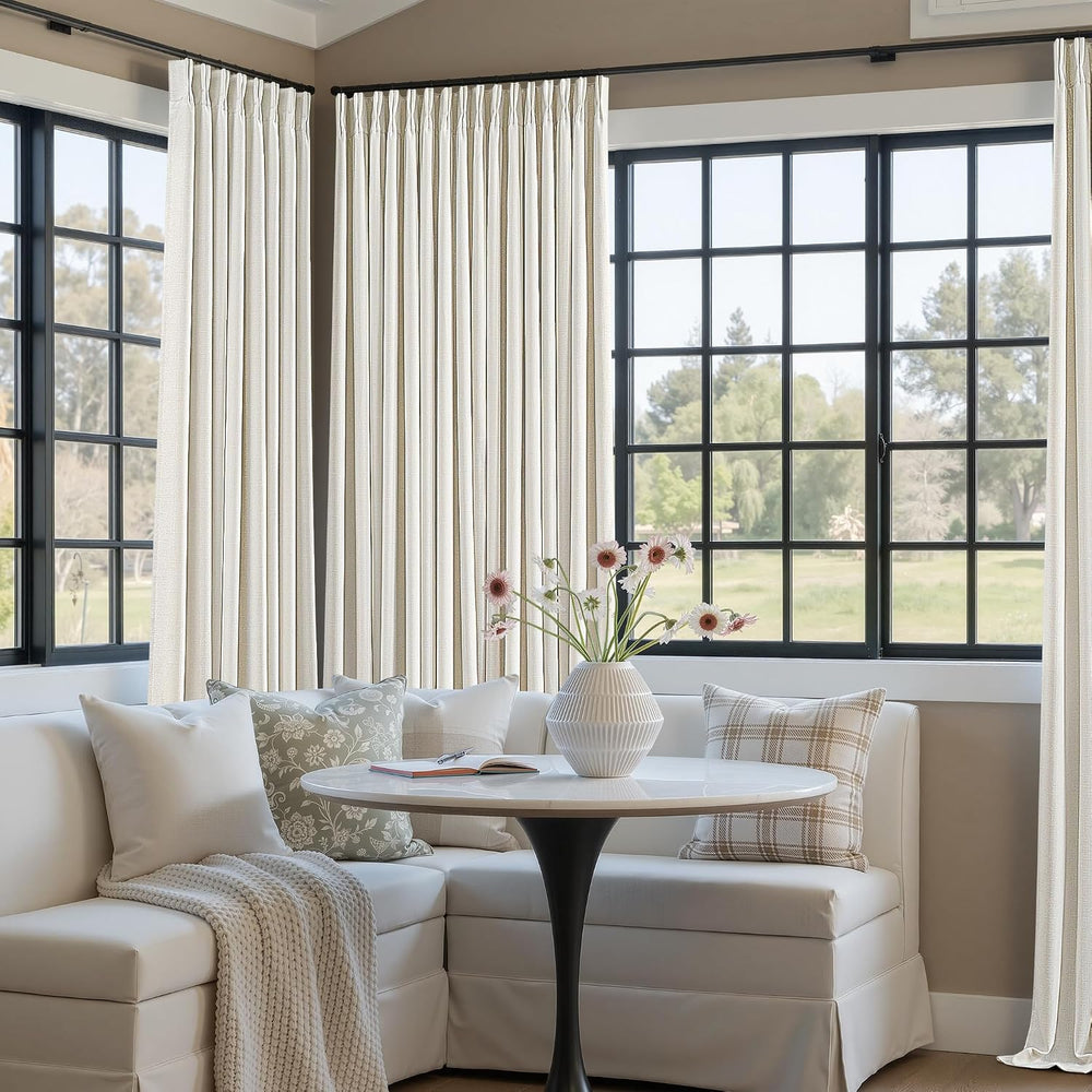 Natural Extra Wide 70 Inch Width 100% Blackout Curtains 84 Inches Long