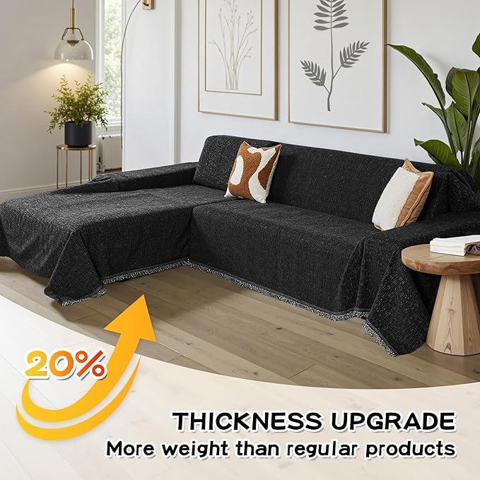 MYSKY HOME Couch Cover for Sectional Sofa, 2 Pieces Chenille Couch Covers for L - Image 8