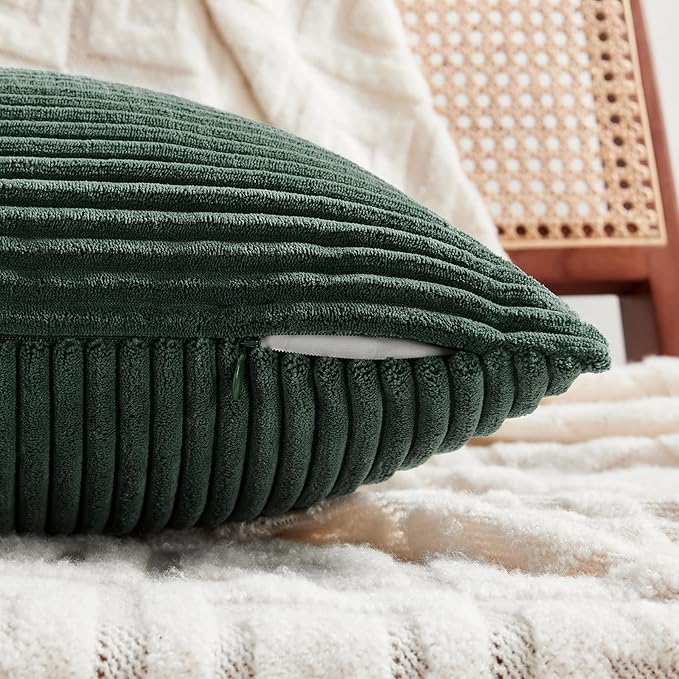 Fancy Homi Set of 2 Dark Green Lumbar Decorative Throw Pillow Covers 16x28 Inch - Image 3