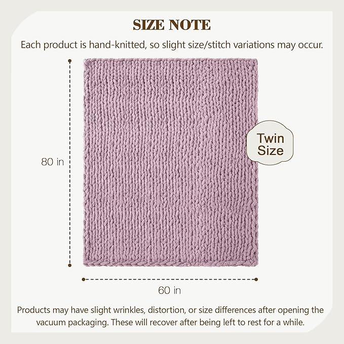 Carriediosa Chunky Knit Throw Blanket 60" X 80" Twin, 100% Hand Made Large - Image 3