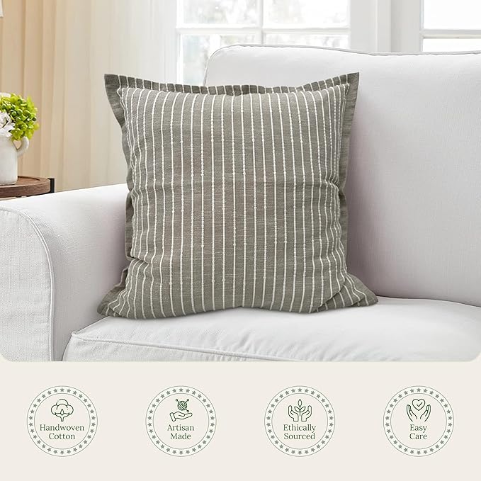SanVia Mellow Premium Cotton Throw Pillow Covers, 20 x 20 Inches, Luxurious - Image 4