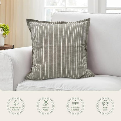SanVia Mellow Premium Cotton Throw Pillow Covers, 20 x 20 Inches, Luxurious - Image 4