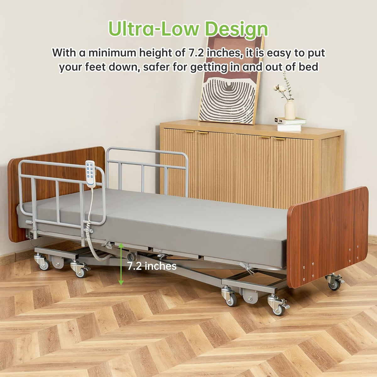 real relax premium 3 function full electric hospital, close-up detail