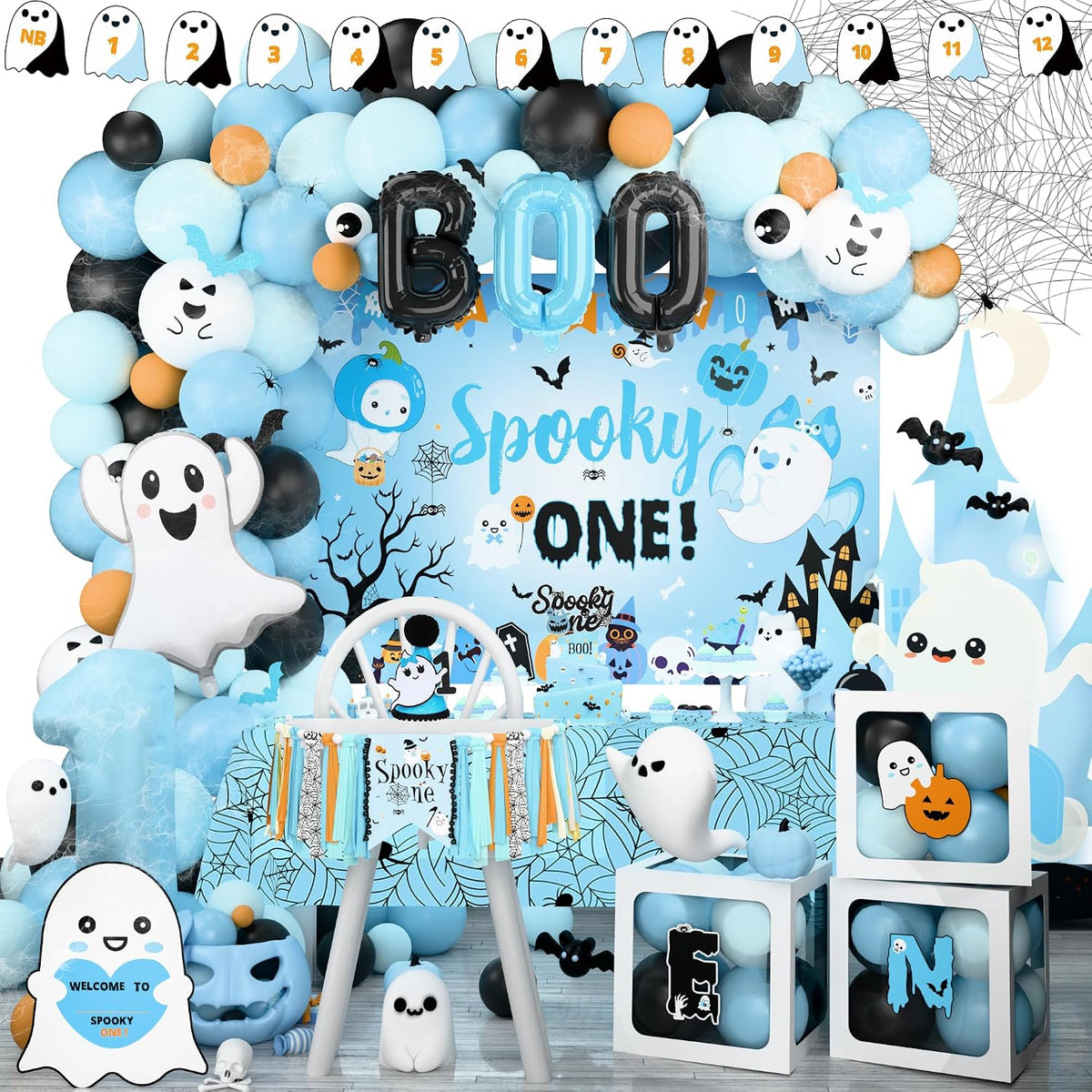 Halloween 1st Birthday Party Decorations,Spooky One Birthday Supplies Decor