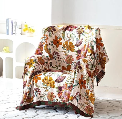 Fall Throw Blanket for Couch Bed Chair, 100% Cotton Muslin Breathable Woven - Image 4