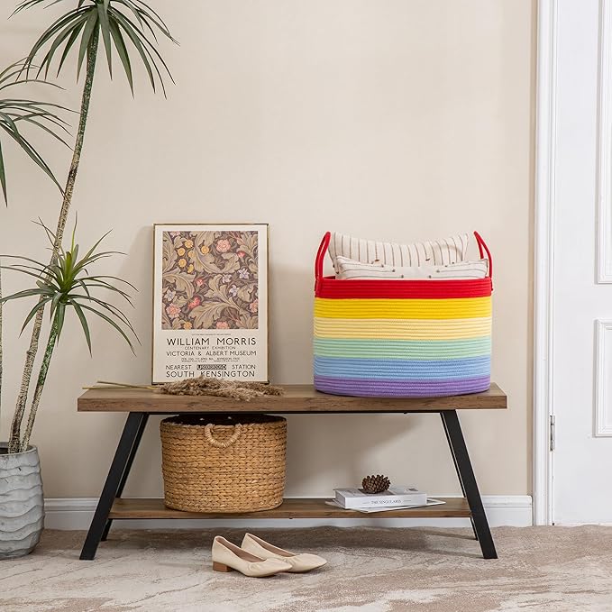KAKAMAY Large Blanket Basket, Woven Baskets - Image 7