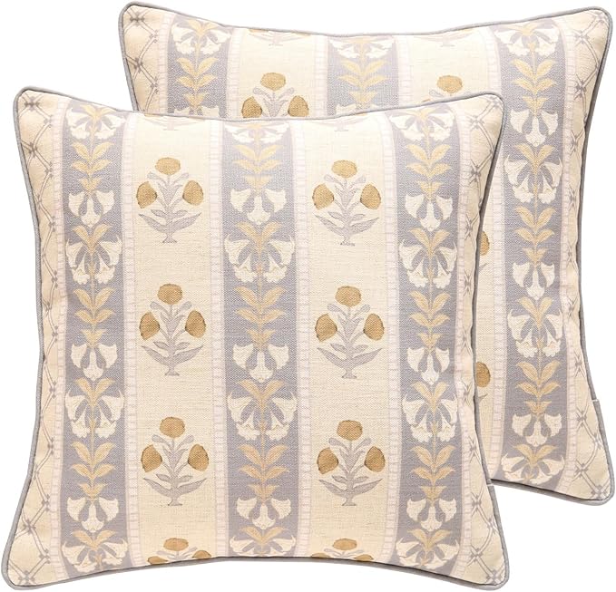 patdrea Designer Square Throw Pillow Covers Set of 2, Rustic Linen by Welcometopatdrea