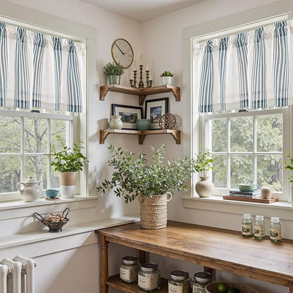 jinchan Striped Linen Valance Curtain 16 Inch Vertical Striped Valance - Image 4