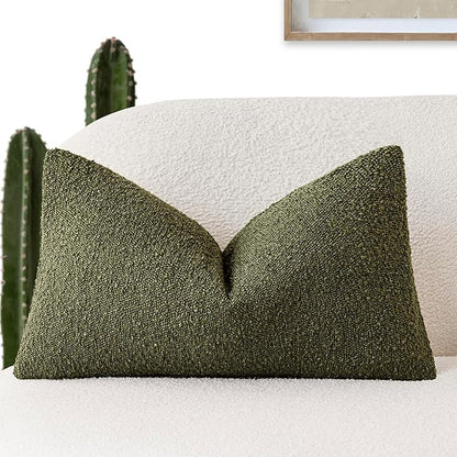 Foindtower Decorative Textured Boucle Throw Pillow Covers Accent Solid Lumbar by Foindtower