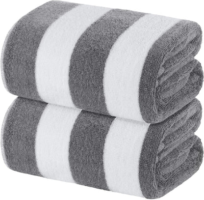 white classic stripe cabana beach towels oversized 2, main product view