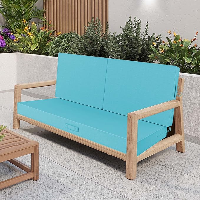 Outdoor Loveseat Cushion Set 46 x 26 Inch, Waterproof & Fade-Resistant Deep - Image 3