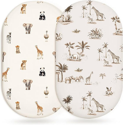 Bassinet Sheets for Baby Girls Boys 2 Pack, Fitted Baby Mattress Sheet for by Home
