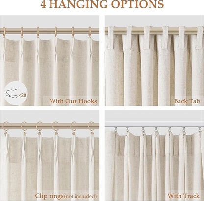 Pinch Pleated Linen Curtains 108 Inches long - Image 2