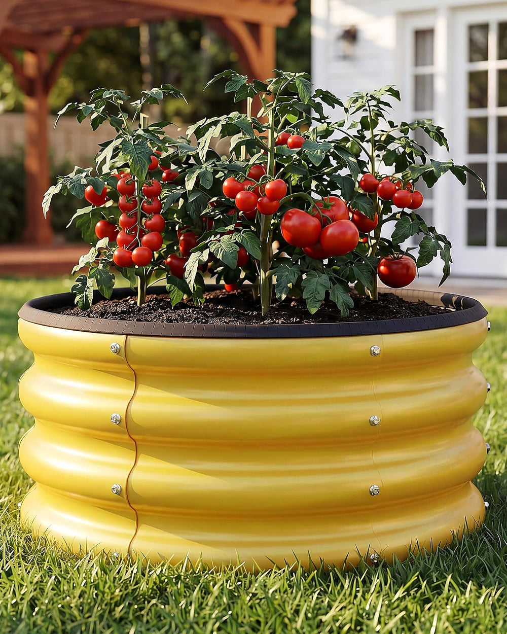 Round Raised Garden Bed, 2 Pack, 2 x 2 x 1 Ft, Yellow