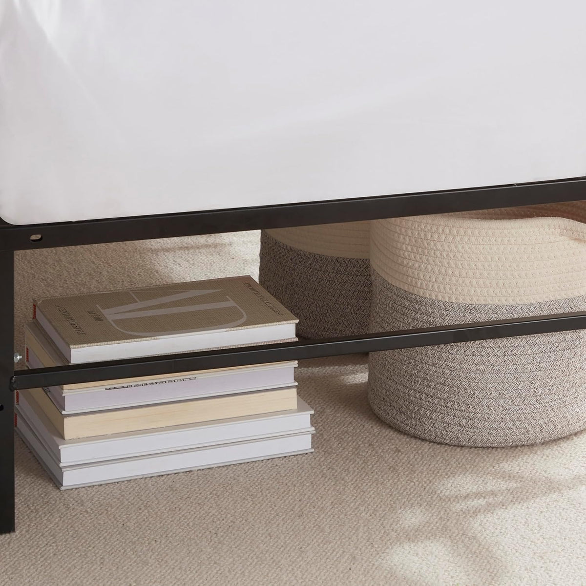 nestl foldable full size platform bed frame, metal, package contents