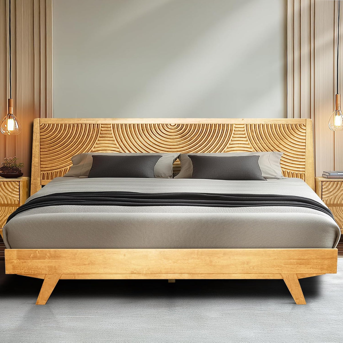 acacia harmony king solid wood platform bed frame, main product view