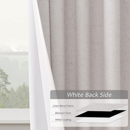 Champagne 100% Blackout Pinch Pleated Linen Curtains 108 Inches Long - Image 5
