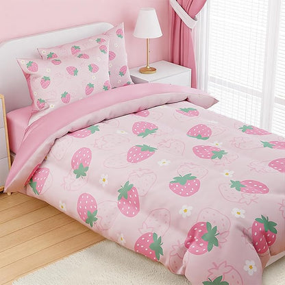 SANDJEST Strawberry Comforter Set Full Size 98x86in - Image 5
