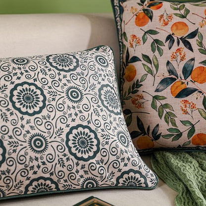 patdrea Designer Throw Pillow Covers, Square Green Vintage Rustic Linen - Image 6