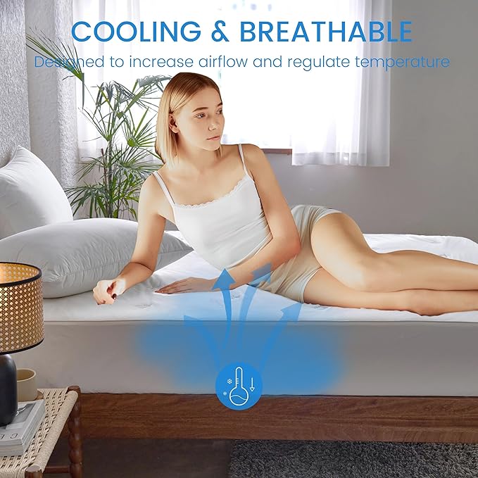 Simple&Opulence Cooling Quilted Mattress Pad – Fitted Sheet Mattress Protector - Image 5