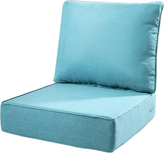 6" Thick Outdoor Cushions 22x24x6, 1-Set Deep Seat Patio Cushions by Pugire