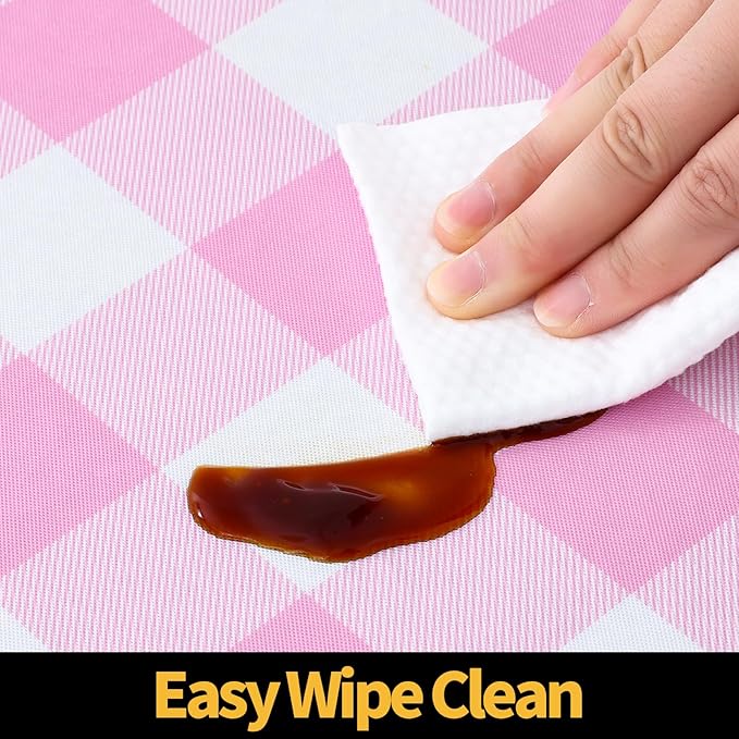 Smiry Rectangle Picnic Table Cloth, Elastic Waterproof Fitted Vinyl Tablecloths - Image 4
