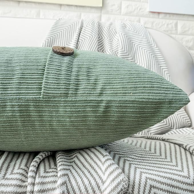 HWY 50 Sage Green Chenille Throw Pillow Covers 20x20 Inch - Image 5