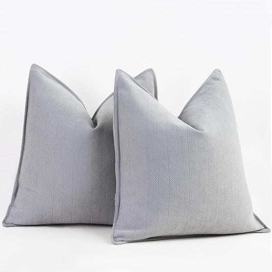 ZWJD Light Gray Pillow Covers 16x16 Set of 2 Chenille Throw Pillow Covers by ZWJD