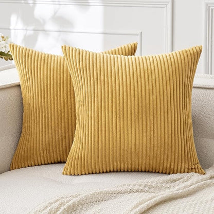 MIULEE Pack of 2 Corduroy Soft Soild Decorative Square Throw Pillow Covers by MIULEE