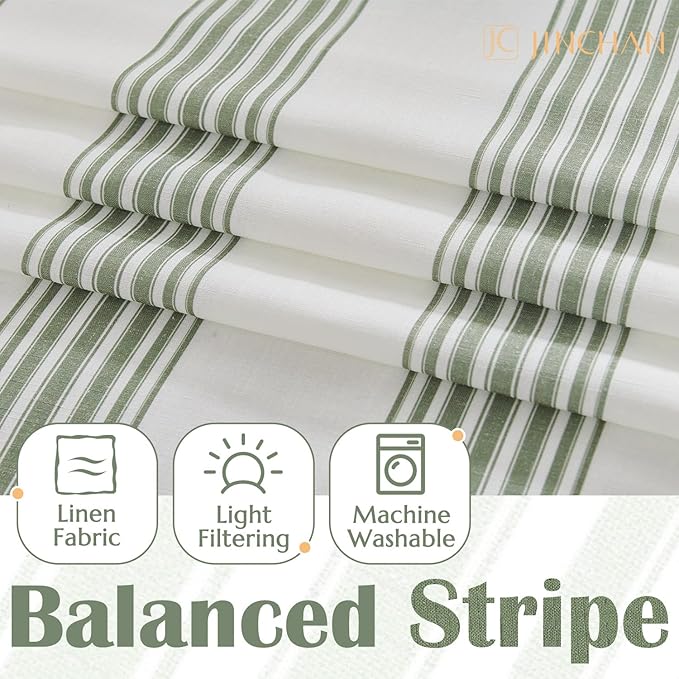 jinchan Striped Linen Valance Curtain 16 Inch Vertical Striped Valance - Image 4