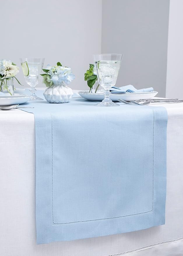 Solino Home Linen Sky Blue Table Runner 60 Inches - Image 2