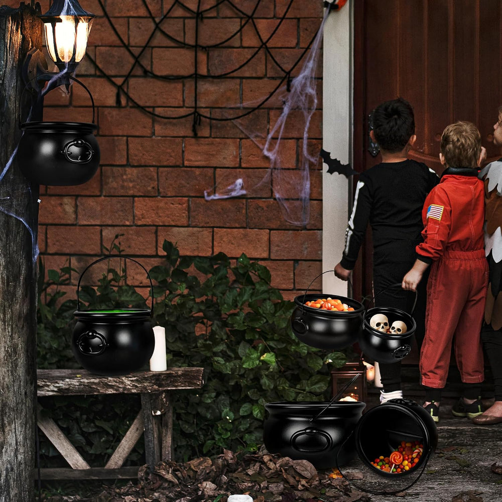 3 PCS Halloween Cauldron, Black Plastic Witch Cauldron Pots for Party Decor