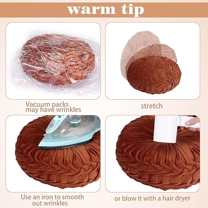 Yerliker 6 Pcs Floor Pillow Cushions 15inch Round Velvet Throw Pillows Colorful - Image 3