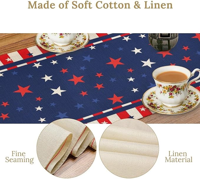 4th of July Table Runner, America Stars Stripes Patriotic Independence Memorial - Image 4