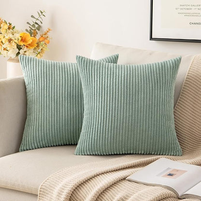 MIULEE Pack of 2 Corduroy Soft Soild Decorative Square Throw Pillow Covers Set by MIULEE