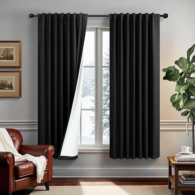DANCURTON Black Blackout Curtains 63 Inch Length by DANCURTON