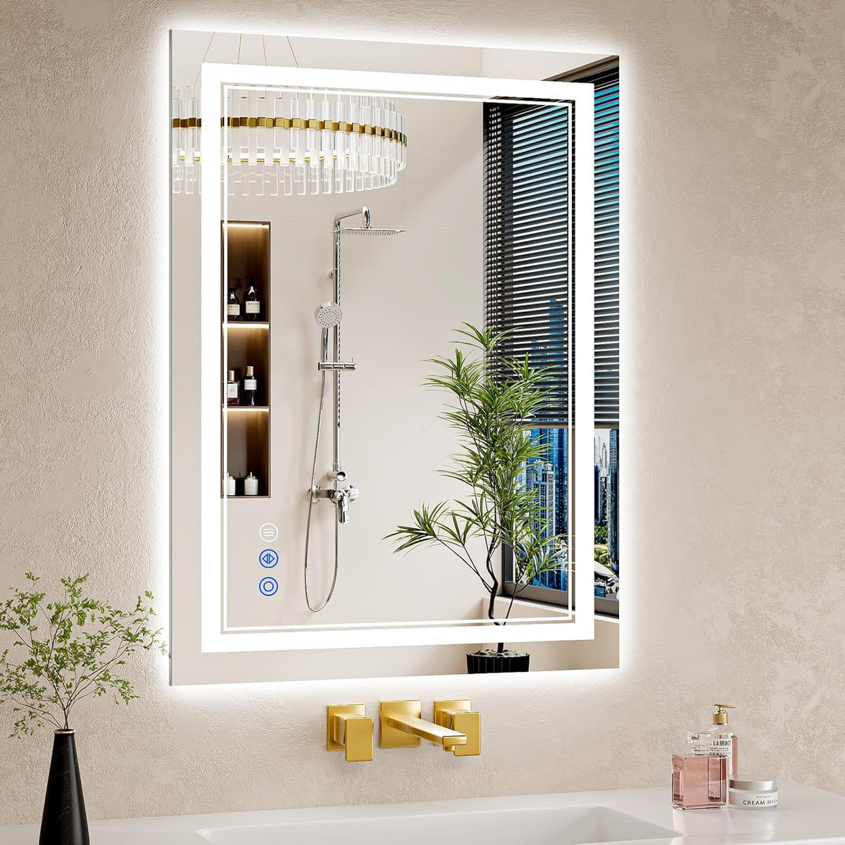 24"x32" led bathroom mirror with lights, anti-fog, backlit, main product view