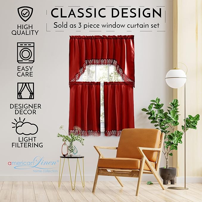 American Linen Café Curtains for Kitchen, Bathroom Curtains - Image 5