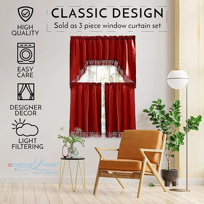 American Linen Café Curtains for Kitchen, Bathroom Curtains - Image 5