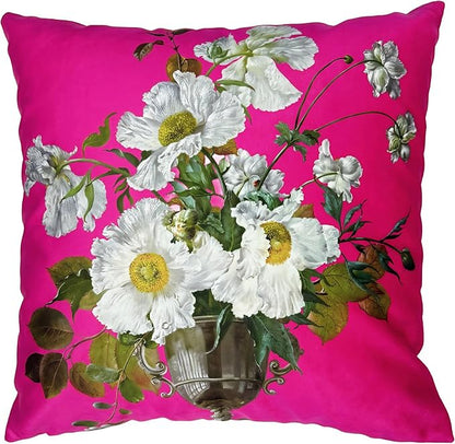 Elegant Velvet Floral Throw Pillow Cover Double Sides Handmake Flower by whooplaArt