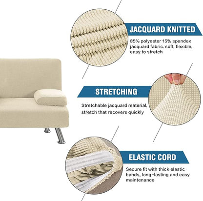 H.VERSAILTEX 4 Pieces Stretch Futon Covers Sofa Bed Slipcover - Image 4