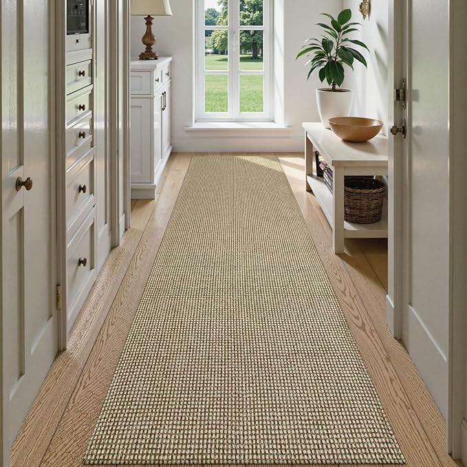 Uphome Kitchen Runner Rug, Low Pile Woven Cotton Modern Carpet Runners by Uphome