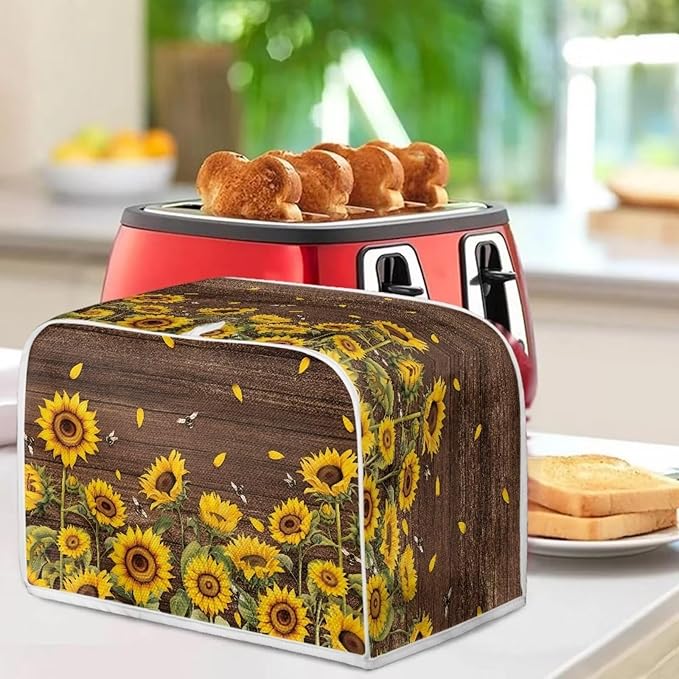 Sunflower Print Toaster Cover Dustproof Bread Maker Protector Kitchen - Image 4