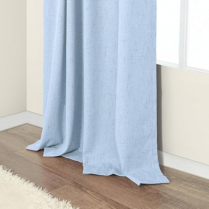 Pitalk Light Blue Curtains for Bedroom 63 Inch Length 2 Panels Linen Blackout - Image 8