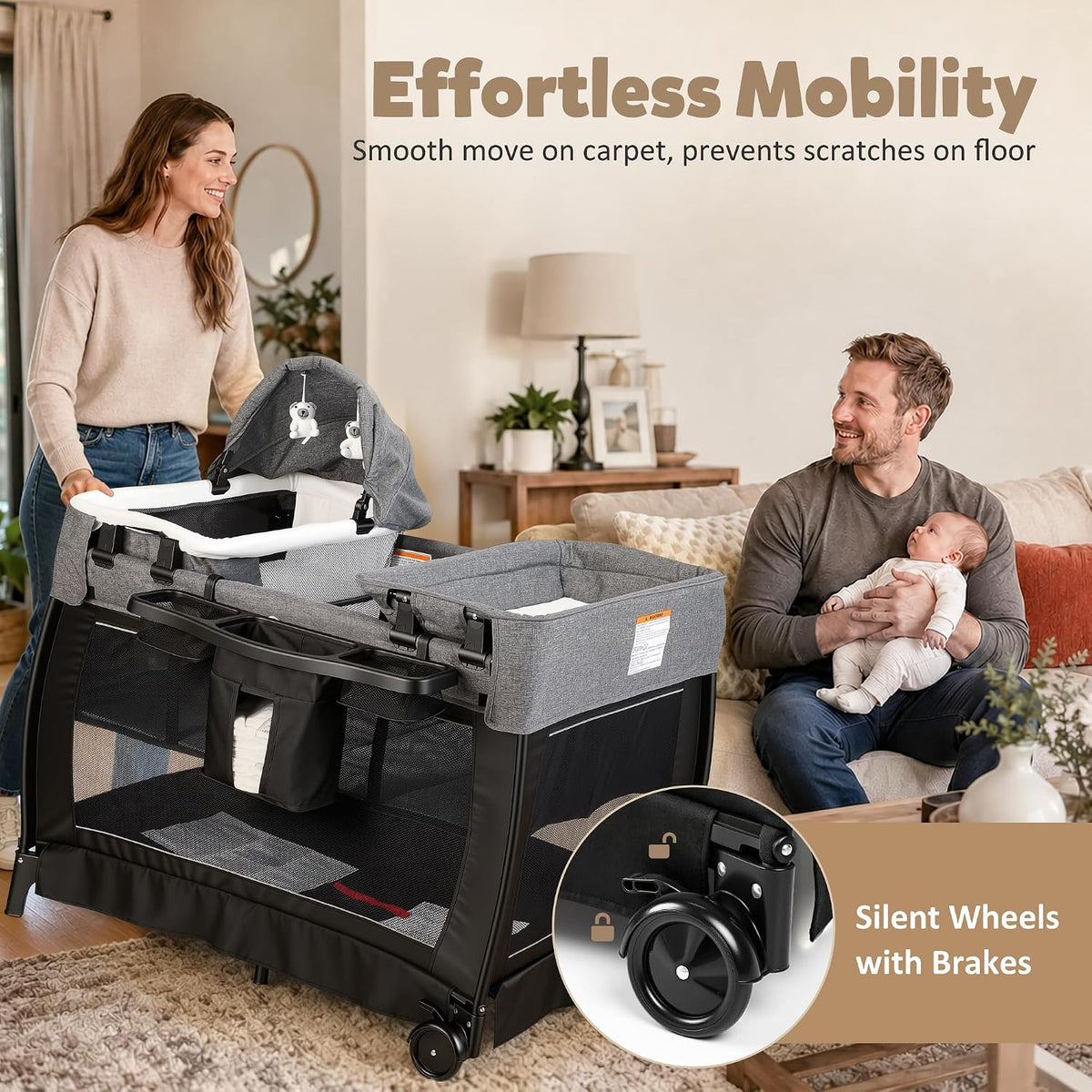 todefull 4 in 1 foldable pack and play, package contents