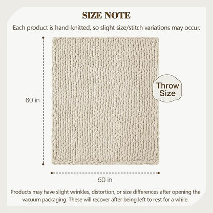 Carriediosa Chunky Knit Throw Blanket 50" X 60", 100% Hand Made Large Chenille - Image 3