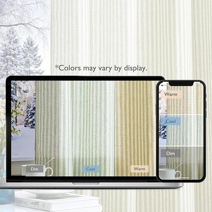 Vangao Linen Striped Green Christmas Curtains - Image 7
