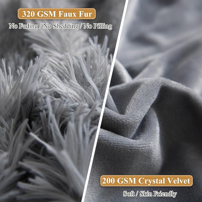 XeGe Cozy Faux Fur Throw Pillow Covers, Zippered Fluffy Cushion Covers - Image 4